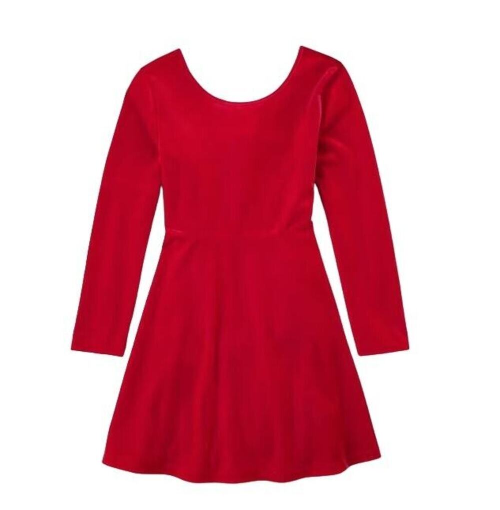 The Children's Place Velour Dress Girls 16 (XXL) Red Long Sleeve Holiday Festive